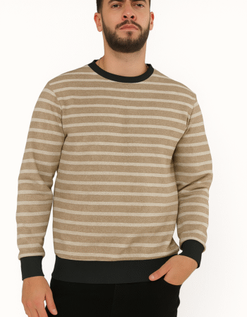 Full Sleeves Stripes Beige T-Shirt